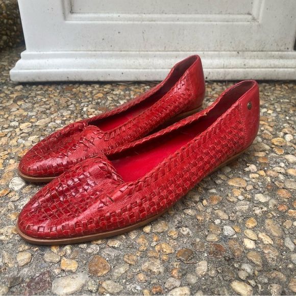 Etienne Aigner Shoes - Etienne Aigner Red Woven Flats